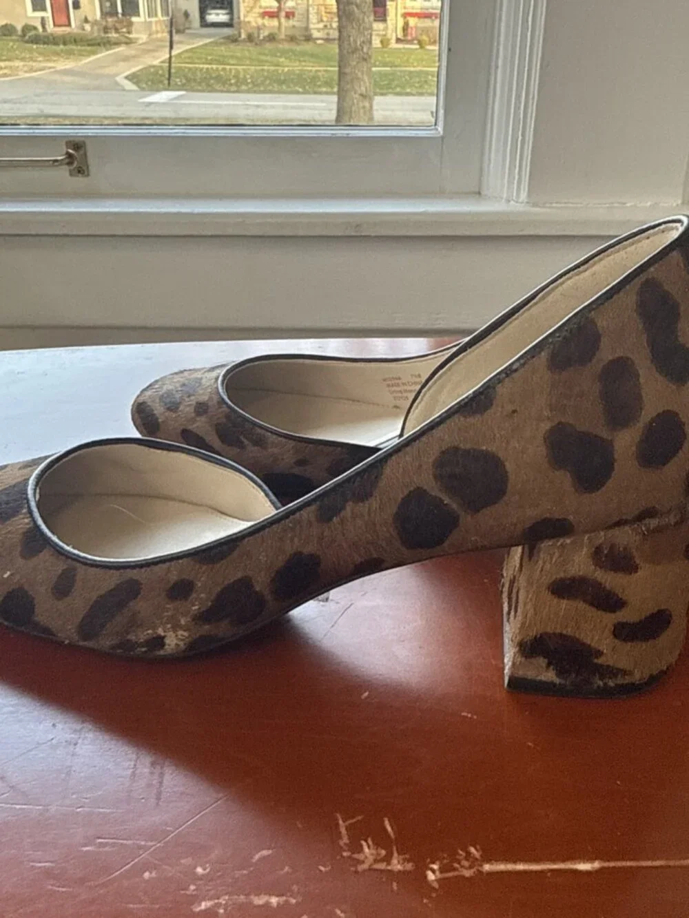 Cole Haan Daina D’Orsay Animal Print Haircalf Round Toe Block Heel Pumps Sz 7.5B